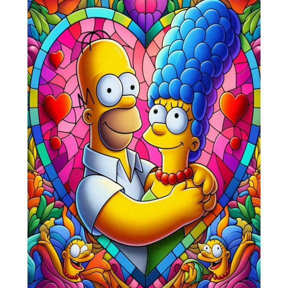 The Simpsons DIY 5D Diamond Painting Kits for Adults Cartoon Full Round Drill (12x16 inch) Diamond Crystal Gem Arts Painting Craft for Home Wall Decor