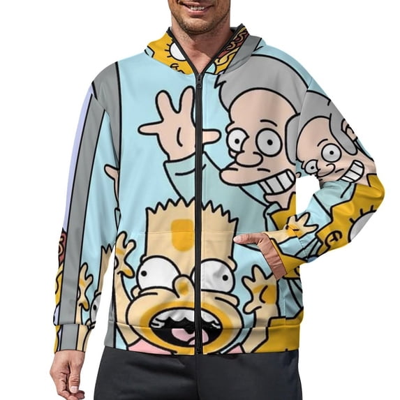 Simpsons Full Zip Hoodies Hooded Long Sleeve Jacket Lightweight Sweatshirt Warm Winter Coats S