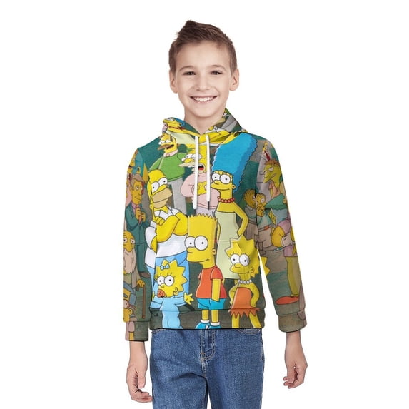 Simpsons Kid Hoodies Boys Girls 3D Graphic Sweatshirt Long Sleeve Pullover Hoodie Casual Hooded Sweater Coat XL