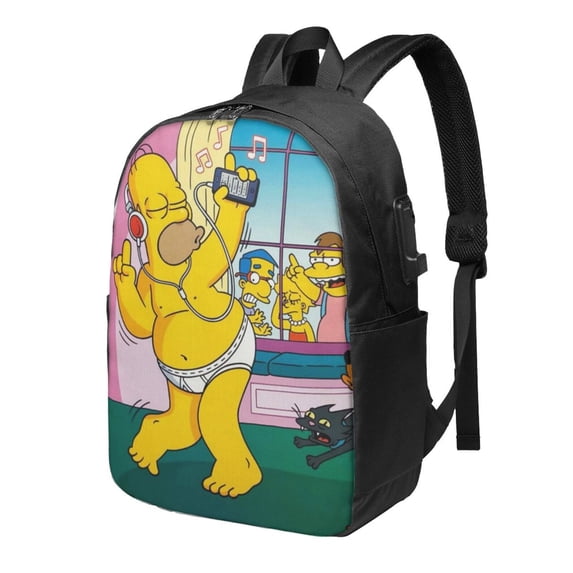 Simpsons Laptop Backpack With Usb Charging Port Travel Backpack Computer Bag 17 Inch School Bookbag For Adult Teen