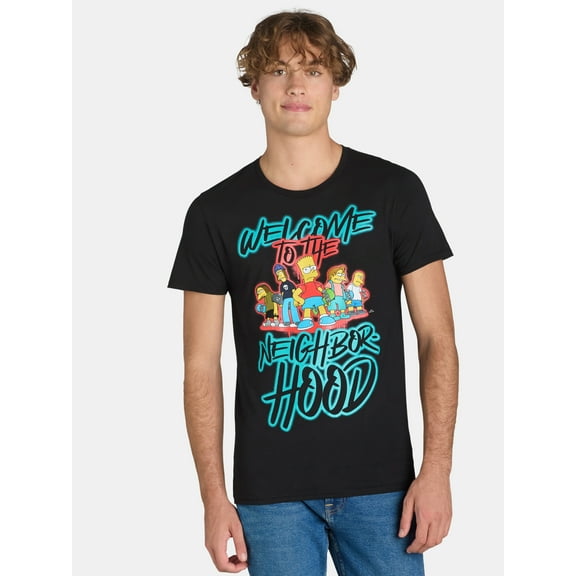Simpsons Men’s & Big Men's Neighborhood Graphic Tee Shirt, Sizes S-3XL