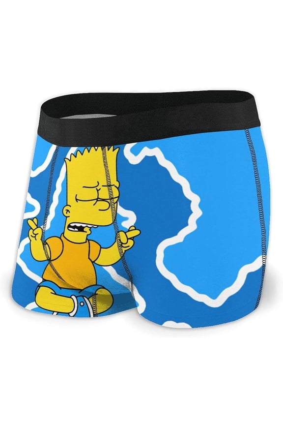 Simpsons Men's Boxer Shorts Soft Stretch Boxer Shorts Comfort Soft Stretch Underwear Trunks with Bulge Pouch for Men Boys