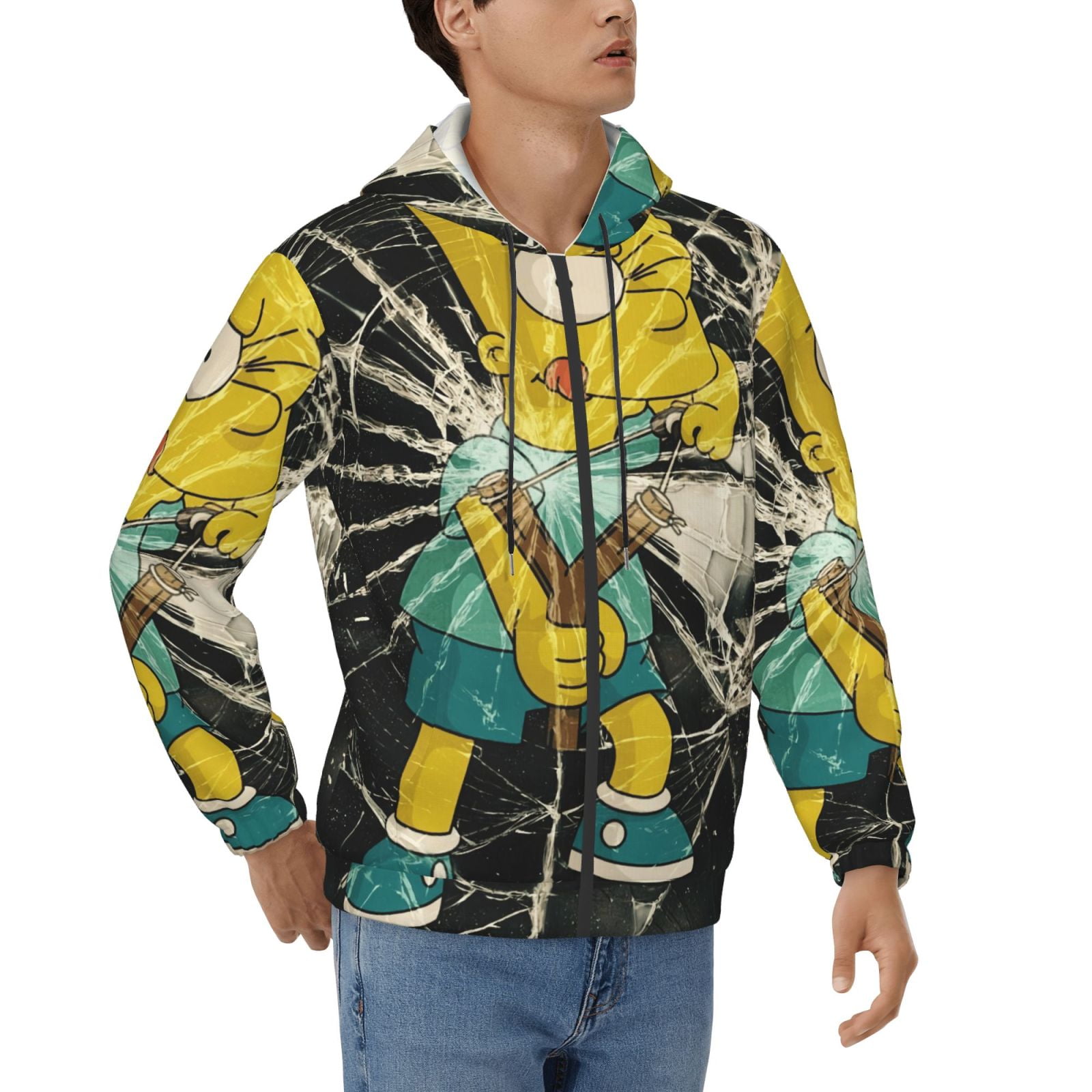 Simpsons Men's Full Zip Sweatshirt ,No Hood Hoodies Casual Lightweight ...