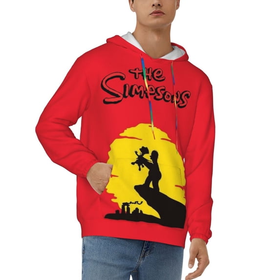 Simpsons Men's Hoodie With Color Drawstrings Sweatshirt Hooded Pullover Print Winter Coat Jacket Large