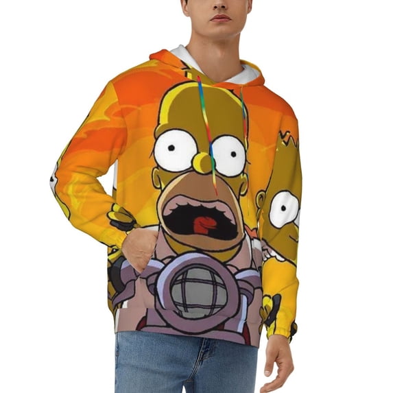 Simpsons Men's Hoodie With Color Drawstrings Sweatshirt Hooded Pullover Print Winter Coat Jacket Medium