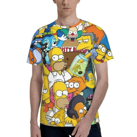 Simpsons Men's Short-Sleeve T-Shirt Summer Casual Tee Top Breathable Crewneck T-Shirt X-Large