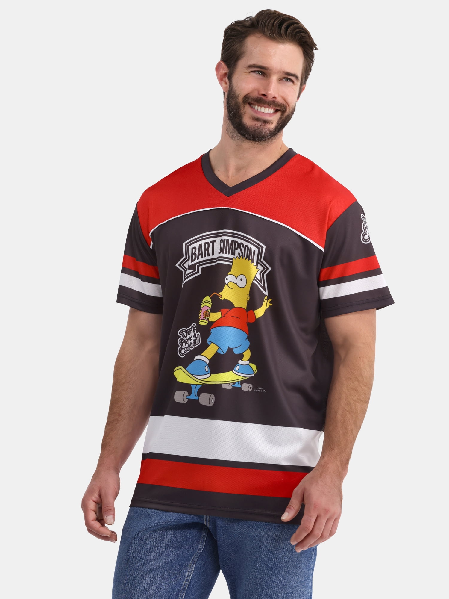 Men's The Simpsons Bart Skeleton Skateboarding Graphic Tee