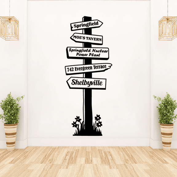 Simpsons Simpson Pathway Signage Cartoon Cartoons Wall Sticker Art Decal for Girls Boys Room Bedroom Nursery Kindergarten House Fun Home Decors Stickers Wall Art Vinyl Decoration Size (30x20 inch)