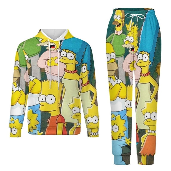 Simpsons Sweatshirt & Sweatpants Tracksuit Sets Printed Casual Pullover Hoodie & Pants Set L