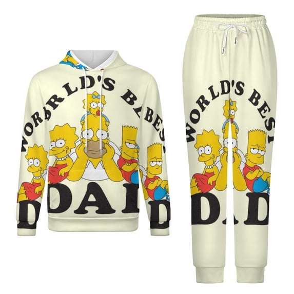 Simpsons Sweatshirt & Sweatpants Tracksuit Sets Printed Casual Pullover Hoodie & Pants Set XS