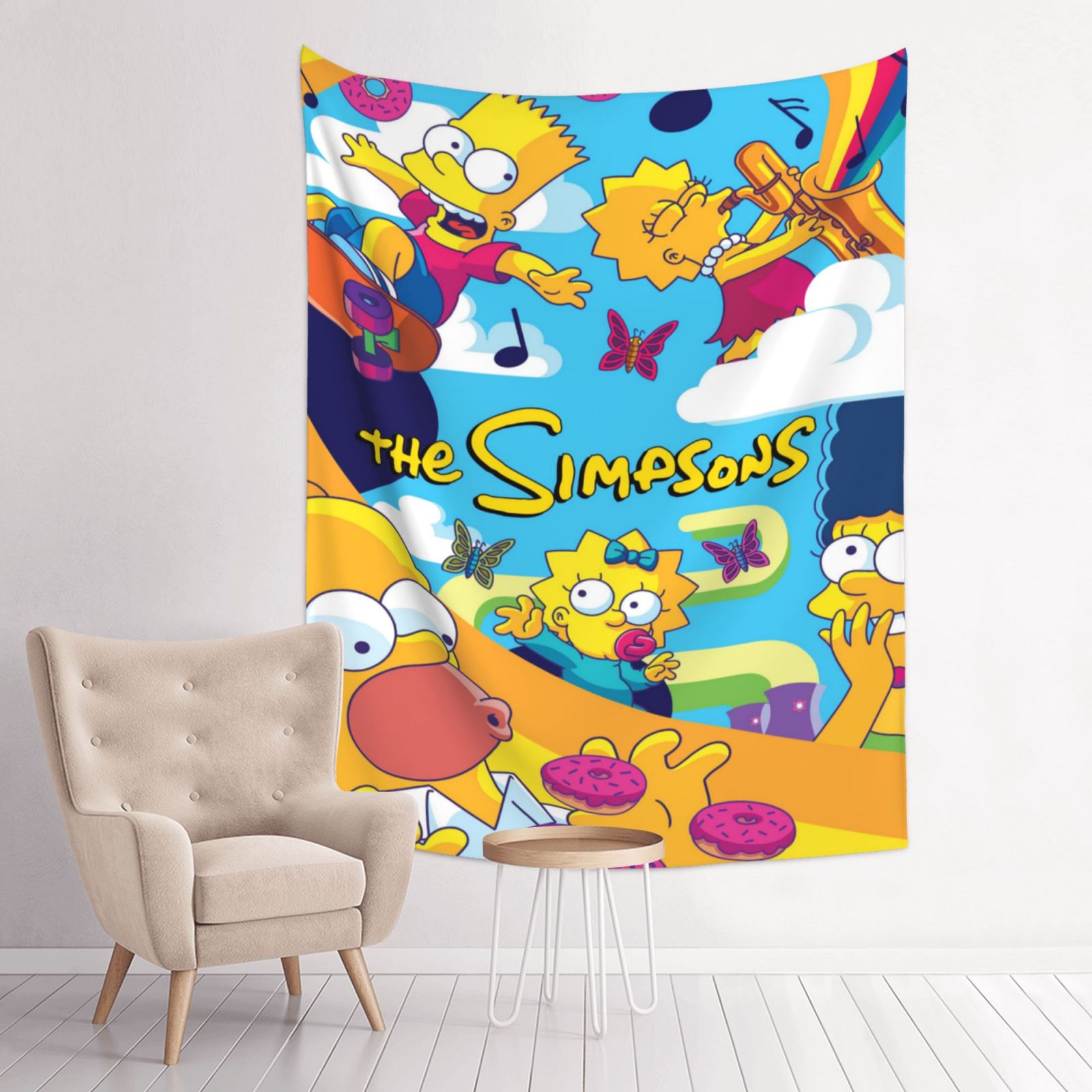 Simpsons Wall Tapestry Anime Poster For Bedroom Aesthetics Funny Room Decor Flag Wall Hanging ...