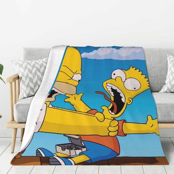 Simpsons Warm Flannel Throw Blanket for Couch Sofa Bed,Super Soft Cozy Plush Microfiber Flannel Blanket Lightweight , For Adults,Woman,Man