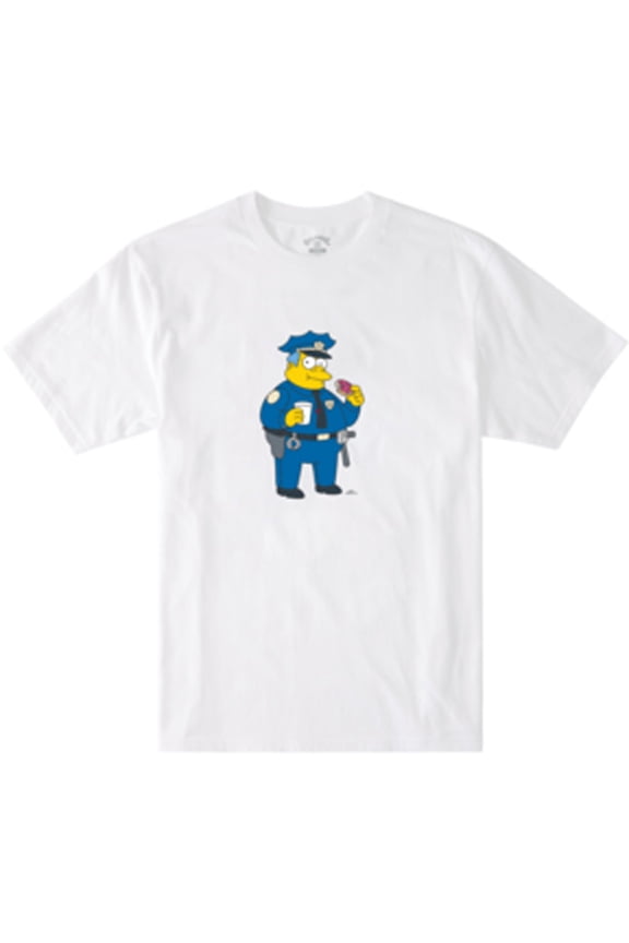 Simpsons Wiggum Donut Short Sleeve T-Shirt [White]