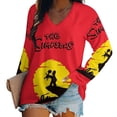 thumbnail image 1 of Simpsons Womens T Shirts V Neck Long Sleeve Tops Causal Loose Summer T-Shirts 4XL, 1 of 7