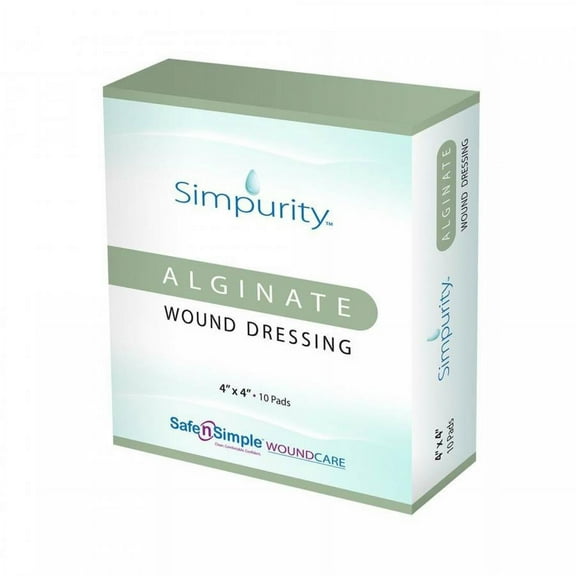Simpurity Alginate Dressing, 4 x 4 inch, 10 Count