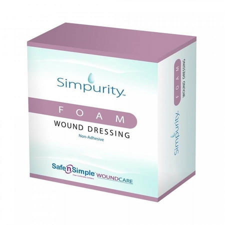 Simpurity Nonadhesive without Border Foam Dressing, 4 x 6 Inch, 12 Count