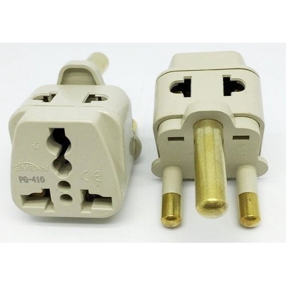 Simran 2-Outlet USA to South Africa Grounded Plug Adapter Type M (PG-410), CE and RoHs Compliant