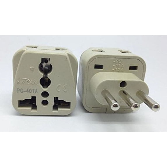 Simran 2-Outlet Universal USA to Italy Plug Adapter CE and RoHs Compliant, Model PG-407