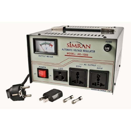 Simran AR-1000 1000-Watt Voltage Regulator/Stabilizer with Built-In Step Up/Down Voltage Transformer, Grey