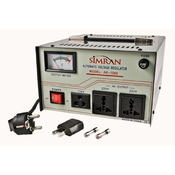 Simran AR-1000 1000-Watt Voltage Regulator/Stabilizer with Built-In Step Up/Down Voltage Transformer, Grey