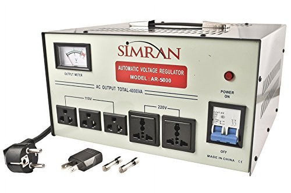 Simran AR-5000 5000-Watt Heavy Duty Voltage Regulator/Stabilizer with  Built-In Step Up/Down Voltage Transformer, Grey