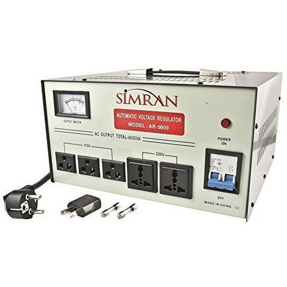 Simran AR-5000 5000-Watt Heavy Duty Voltage Regulator/Stabilizer with Built-In Step Up/Down Voltage Transformer, Grey