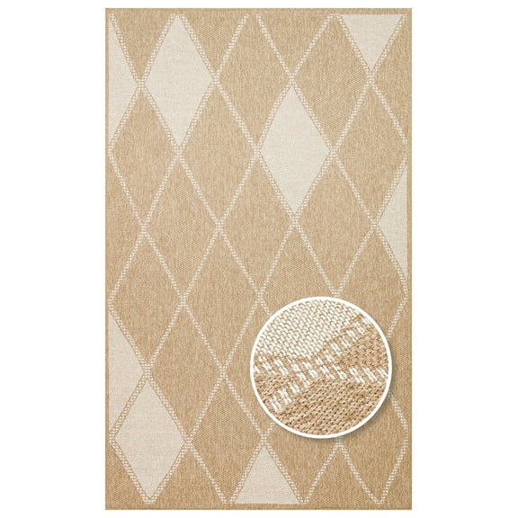 Simran Beige Geometric Polypropylene Handmade Area Rug