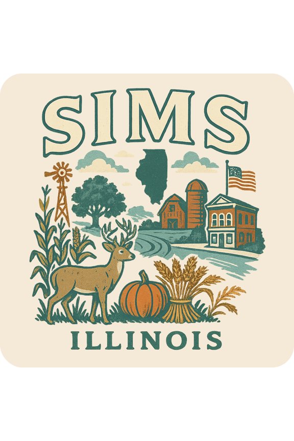 Sims Illinois Keepsakes Souvenir Vinyl Sticker – Destination Travel Keepsake Collectible (3-Inches Wide)