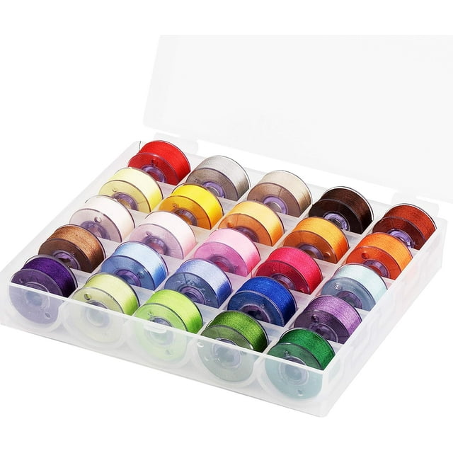 Simthread 25pcs Assorted Colors Size A Class 15 (SA156) 60WT Prewound ...