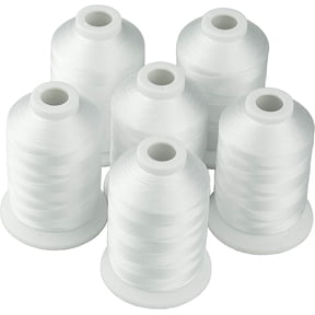 Simthread 6 Polyester White Machine Embroidery Threads 1000M(1100Yards) for Brother, Babylock, Janome, Pfaff, Singer, Bernina and Other Home Machines (White)