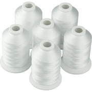 Simthread 6 Polyester White Machine Embroidery Threads 1000M1100Yards for Brother, Babylock, Janome, Pfaff, Singer, Bernina and Other Home Machines White