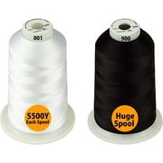 Simthread All Purpose Polyester Embroidery Machine Thread, 2 Huge Spool 5000M 5500Y for Sewing Embroidery Machines