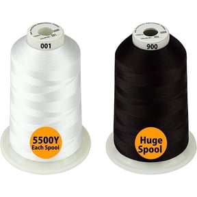 Simthread All Purpose Polyester Embroidery Machine Thread, 2 Huge Spool 5000M 5500Y for Sewing Embroidery Machines
