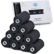 Simthread All Purposes Sewing Thread, 10 Spool 1000 Yards Polyester Thread for Sewing, Handy Polyester Sewing Threads for Sewing Machine - Black Series