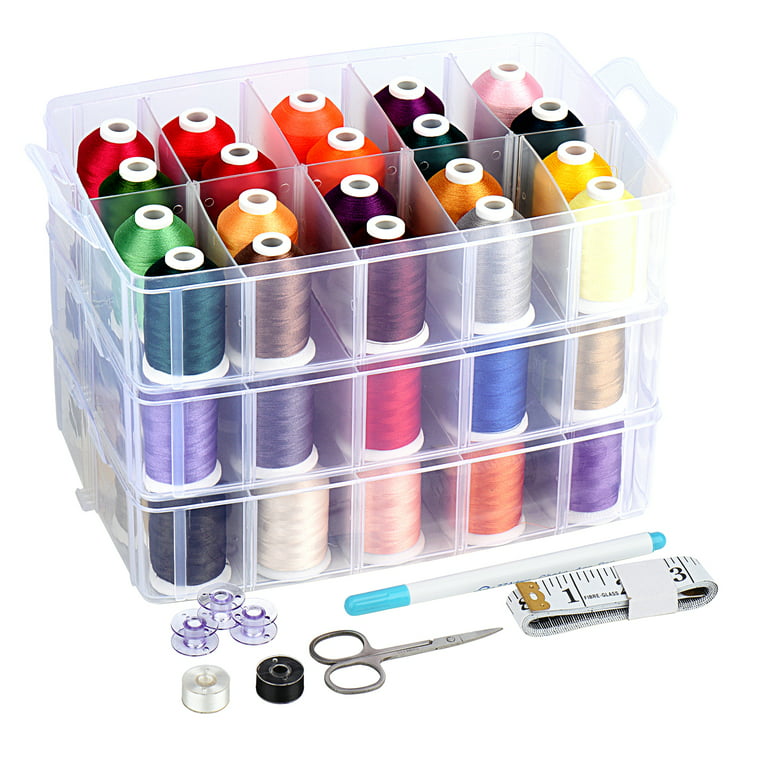 63 COLORS POLYESTER EMBROIDERY THREAD KIT PLASTIC BOX-550