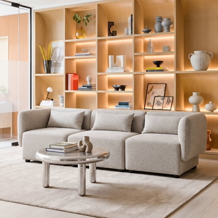 Simu Middle Chair Dune Greige Sectional, Modern Style, Elm wood leg, Elm Wood, Indoor Living