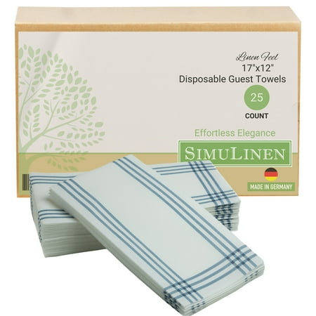 SimuLinen 12" x 17" Disposable Guest Hand Towels - Blue Plaid - 25ct