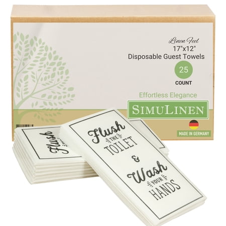 SimuLinen 12"x17" Disposable Guest Hand Towels - Wash Your Hands Design - 25ct