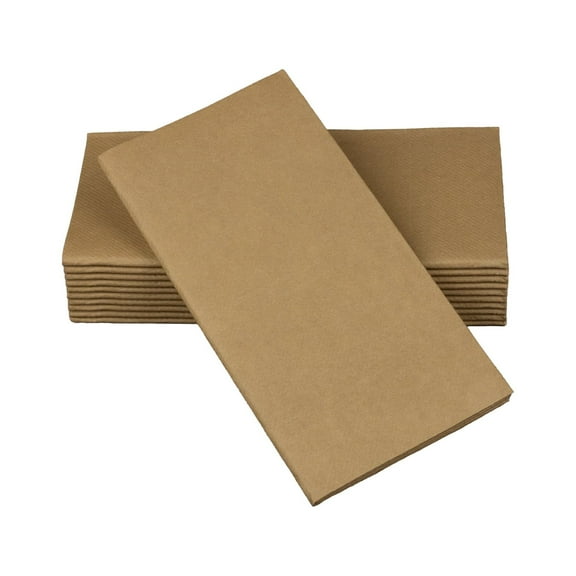 SimuLinen cloth-like Disposable Dinner Napkins Natural Brown 16x16 Box of 50
