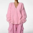 thumbnail image 1 of Simua 2024 Fashion Women's Open Front Button Knit Cardigans Long Sleeve Lazy Loose Sweaters Outerwear Coats, 1 of 6