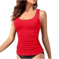 thumbnail image 1 of Simua 2025 Womens Tankini Tops Push-Up Padded Swim Tank Top Ruched Swimsuit Top Bathing Suit Top No Bottom for Beach Pool Party, 1 of 2