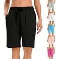 thumbnail image 1 of Simua Bermuda Shorts For Women Casual Summer Drawstring Running Short Solid Color Workout Baggy Shorts, 1 of 9