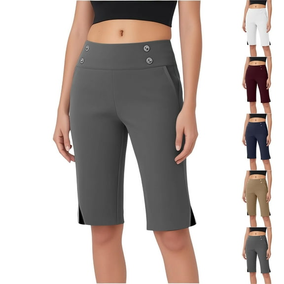 Simua Bermuda Shorts for Women High Waist Stretch Womens Shorts for Summer with Pockets