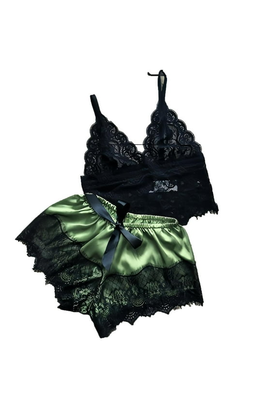 Cami Pajamas for Women, Women's Lace Hollow out Sexy Bra and Drawstring Shorts Sleepwear Pjs Sets, Size S-XXL