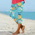 thumbnail image 1 of Simua Capri Leggings for Women Summer Beach Printed High Waist Knee Length Slim Fit Yoga Cropped Pants, 1 of 5