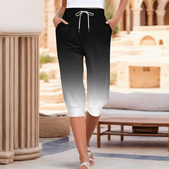 Wensltd Capri Pants Joggers Loose Workout Running Lounge Pants with Pockets