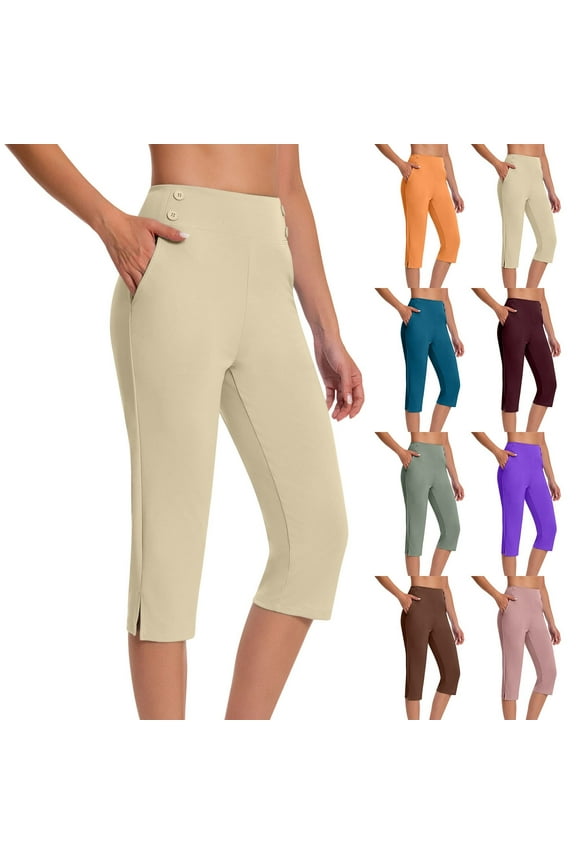 Simua Capri Pants for Women High Waist Stretch Womens Golf Capris Pants for Summer with Pockets