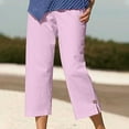 thumbnail image 1 of Simua Capri Pants for Women High Waist Stretch Womens Split Button Cropped Pants for Summer with Pockets Pink XXL, 1 of 9