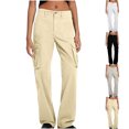 thumbnail image 1 of Simua Cargo Pants for Women's Solid Color Cotton Hip Trend Casual Trousers with Pockets, 1 of 6
