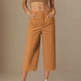 thumbnail image 1 of Simua Cropped Pants for Women Trendy Business Casual High Waisted Pull On Straight Leg Dress Pants with Pockets, 1 of 5
